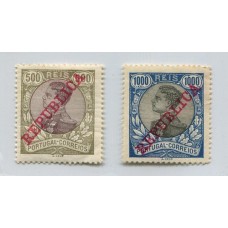 PORTUGAL 1910 Yv. 180 y 181 ESTAMPILLAS NUEVA UNA CON GOMA, SON LOS VALORES ALTOS DE LA SERIE 42 Euros