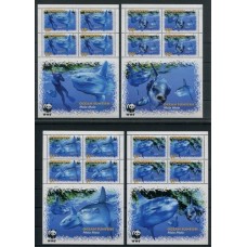 WWF PECES FAUNA MARINA PENRHYN SERIE COMPLETA DE ESTAMPILLAS NUEVAS MINT EN 4 HOJAS BLOQUES