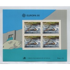 PORTUGAL 1986 AZORES HOJA BLOQUE DE ESTAMPILLAS NUEVAS MINT PECES TEMA EUROPA