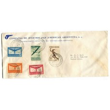 ARGENTINA 1940 SOBRE CIRCULADO CON SERIE GJ 845/9 USADA EL PRIMER DIA DE EMISION EN SOBRE OFICIAL DE LA PAN AMERICAN ARGENTINA S.A. U$ 60