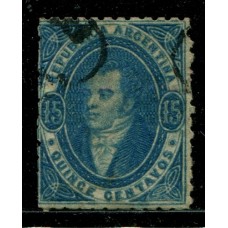 ARGENTINA 1864 GJ 24 RIVADAVIA PE 13 I IMPRESIÓN SEMINITIDAU$ 70