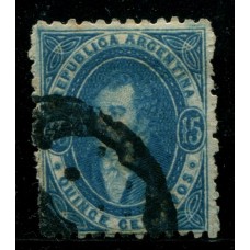 ARGENTINA 1864 GJ 24 RIVADAVIA ESTAMPILLA CON BONITA APLICACIÓN DEL MATASELLO U$ 70