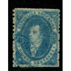 ARGENTINA 1864 GJ 24 RIVADAVIA PE 13 I DE INTERESANTE IMPRESIÓN U$ 70