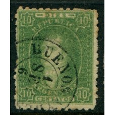 ARGENTINA 1864 GJ 23 RIVADAVIA IMPRESIÓN BORROSA CON MATASELLO 10 SEPTIEMBRE 1865