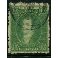 ARGENTINA 1864 GJ 23 RIVADAVIA PE 12 I HERMOSO EJEMPLAR CON MATASELLO ROCOCO