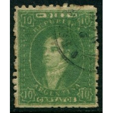 ARGENTINA 1864 GJ 23 RIVADAVIA PE 12 I ESTAMPILLA DE 10 Cts. DE IMPRESIÓN MUY CARGADA U$ 30