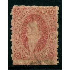 ARGENTINA 1867 GJ 28 RIVADAVIA 6ta PE11 III U$ 60 LUJO ORIG.