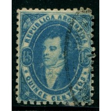 ARGENTINA 1864 GJ 24d VARIEDAD PAPEL RAYADO PERO CRUZADO TIPO ARPILLERA QUE ES MUCHISIMO MAS RARO VER NOTA EN KNEITSCHEL 1958 ++U$180