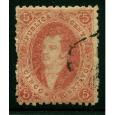 ARGENTINA 1864 GJ 19g RIVADAVIA 2da TIRADA PAPEL RAYADO U$ 110