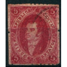 ARGENTINA 1866 GJ 26 RIVADAVIA 5ta CARMIN U$ 30 MUY BONITO EJEMPLAR