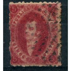 ARGENTINA 1866 GJ 26 RIVADAVIA 5ta CARMIN U$ 30 CON DOS MATASELLOS