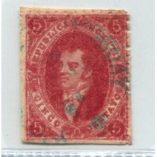 ARGENTINA 1866 GJ 26 RIVADAVIA 5ta CARMIN MATASELLO CONCEPCION DEL URUGUAY U$ 30 + 100%