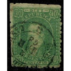 ARGENTINA 1864 GJ 23 RIVADAVIA PE 12 I IMPRESIÓN MUY NITIDA U$ 30