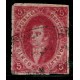 ARGENTINA 1866 GJ 26e RIVADAVIA 5ta TIRADA ESTAMPILLA CON VARIEDAD PAPEL RAYADO MATASELLO FRANCA DE SAN JUAN U$ 60