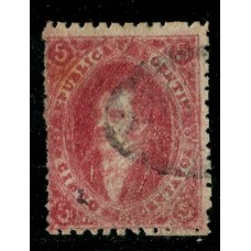 ARGENTINA 1865 GJ 25 RIVADAVIA 4ta PE 11 II IMPRESIÓN CON FALTA DE TINTA PARCIAL