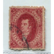 ARGENTINA 1866 GJ 26A RIVADAVIA 5ta CARMIN MORADO CLARO U$ 48