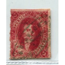 ARGENTINA 1866 GJ 26 GJ 26 RIVADAVIA 5ta CARMIN OSCURO U$ 30