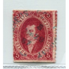 ARGENTINA 1866 GJ 26 RIVADAVIA 5ta CARMIN OSCURO U$ 30