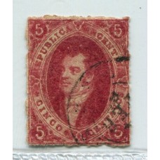 ARGENTINA 1866 GJ 26A RIVADAVIA 5ta CARMIN MORADO U$ 48