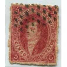 ARGENTINA 1866 GJ 26A RIVADAVIA 5ta GJ 26A CARMIN MORADO AMARRONADO U$ 48