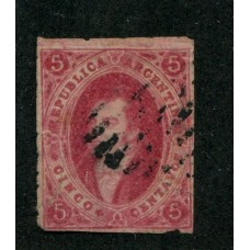 ARGENTINA 1867 GJ 33 RIVADAVIA 7ma DENTADA CON DEFECTOS U$ 240