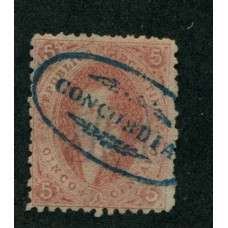 ARGENTINA 1864 GJ 19e 1ra PAPEL DELGADO MAT. CONCORDIA