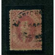 ARGENTINA 1864 GJ 19e 2da PAPEL DELGADO FRANCA DEL MORRO +200%  CON FILIGRANA RAYA