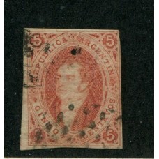 ARGENTINA 1867  GJ 27  6ta  SIN DENTAR U$ 250