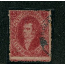 ARGENTINA 1866 GJ 26b RIVADAVIA 5ta VARIEDAD DOBLE IMPRESION PARCIAL U$ 120