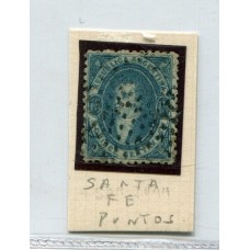 ARGENTINA 1864 GJ 24 RIVADAVIA PE13I  U$ 70 + MATASELLO PUNTOS DE SANTA FE ESTUPENDO EJEMPLAR DE RARO COLOR