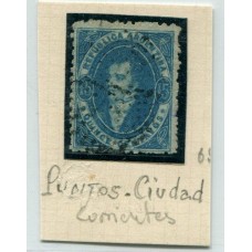 ARGENTINA 1864 GJ 24 RIVADAVIA PE13I  U$ 70 + MAT. CORRIENTES