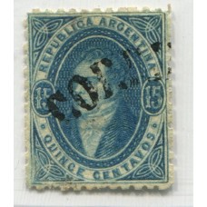 ARGENTINA 1864 GJ 22 RIVADAVIA PE 13 U$ 180 CON ADELGAZAMIENTO QUE NO AFECTA SU BELLEZA + MAT. CORRIENTES DE ARCO GRANDE 300 %