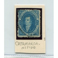 ARGENTINA 1864 GJ 24 RIVADAVIA PE 13I U$ 70 + MATASELLO CATAMARCA