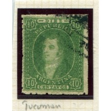 ARGENTINA 1864 GJ 23 RIVADAVIA PE12I U$ 30 + MAT. ROCOCO TUCUMAN