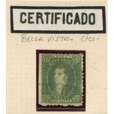 ARGENTINA 1864 GJ 23 RIVADAVIA PE 12I  CON MATASELLO CERTIFICADA BELLA VISTA CORRIENTES + 200 %