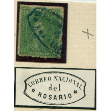 ARGENTINA 1864 GJ 23 RIVADAVIA PE 12I  U$ 30 MATASELLO ROSARIO EN AZUL