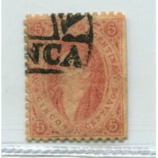 ARGENTINA 1865 GJ 20i RIVADAVIA 3ra PAPEL RAYADO U$ 85