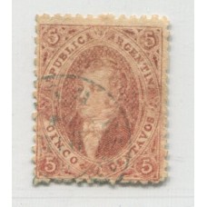 ARGENTINA 1865 GJ 20ji RIVADAVIA 3ra PAPEL RAYADO + VARIEDAD MULATO U$ 140