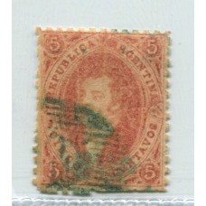 ARGENTINA 1865 GJ 20g RIVADAVIA 3ra VARIEDAD PAPEL GRUESO U$ 24