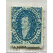 ARGENTINA 1864 GJ 24 RIVADAVIA PE13I CON GOMA ORIGINAL U$ 270