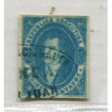 ARGENTINA 1864 GJ 24 RIVADAVIA MATASELLO FRANCA SAN JUAN EN NEGRO + 100%