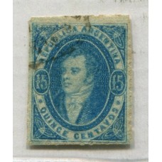 ARGENTINA 1864 GJ 24 RIVADAVIA PE 13 I MUY BONITO COLOR U$ 70