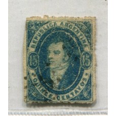 ARGENTINA 1864 GJ 24A RIVADAVIA COLOR PIZARRA U$ 90