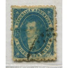 ARGENTINA 1864 GJ 24g RIVADAVIA PAPEL DELGADO MAT SAN NICOLAS + VARIEDAD FALTA DE TINTA EN ANGULO INFERIOR DERECHO U$ 120 ++