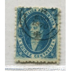 ARGENTINA 1864 GJ 24 RIVADAVIA CON MATASELLO JUJUY CRUZ DE MALTA +250% RRR