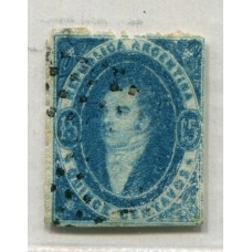 ARGENTINA 1864 GJ 24d RIVADAVIA VARIEDAD PAPEL RAYADO DELGADO U$ 180 + FILIGRANA RAYA