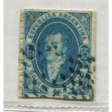 ARGENTINA 1864 GJ 22 RIVADAVIA ESTAMPILLA DE IMPRESIÓN SUMAMENTE NITIDA Y CLARA, TIENE UN INFIMO ADELGAZAMIENTO AL DORSO A LA ALTURA DE LA FILIGRANA CON VARIEDAD LINEA DE PROLONGACION DEL MARCO IZQUIERDO HACIA ABAJO U$ 180