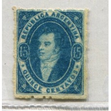 ARGENTINA 1864 GJ 24 RIVADAVIA NUEVO CON GOMA ORIGINAL U$ 270 HERMOSO EJEMPLAR