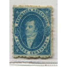 ARGENTINA 1864 GJ 24 RIVADAVIA NUEVO MUY LINDO COLOR IMPRESIÓN SEMI BORROSA EJEMPLAR DE LUJO con doble variedad angulo superior derecho +U$ 180