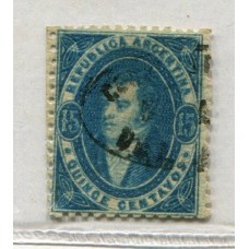 ARGENTINA 1864 GJ 24 RIVADAVIA HERMOSO EJEMPLAR MATASELLO  FRANCA DE MENDOZA